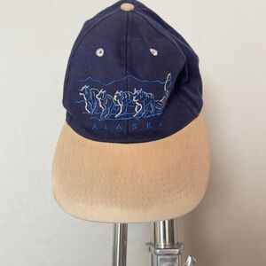 Vintage Alaska Embroidered Navy and Tan Cap